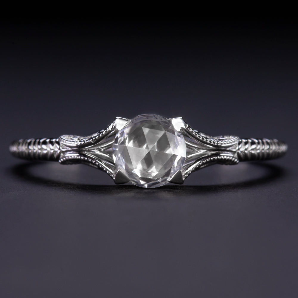 Zales 6.0mm Lab-Created White Sapphire and 1/8 CT. T.w. Diamond Art Deco  Vintage-Style Ring in 10K White Gold | Hamilton Place